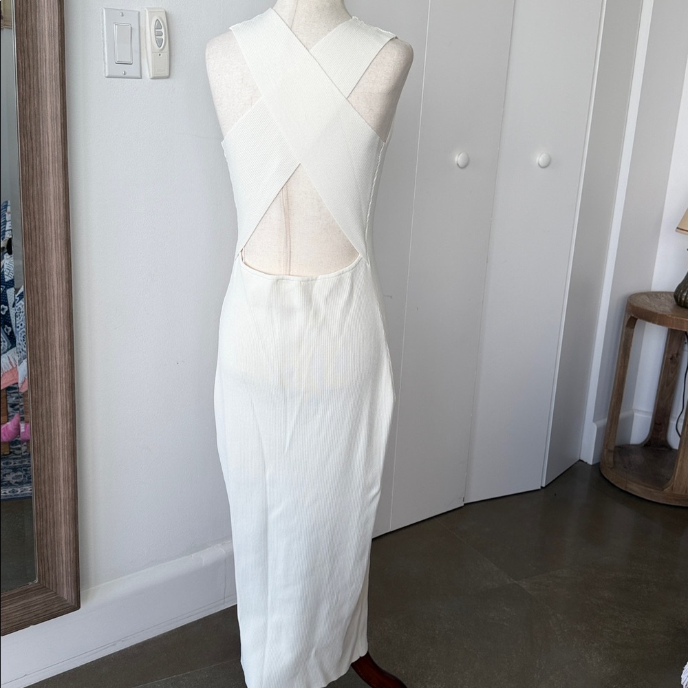 Line & Dot Cream Midi Dress - Picture 3 of 10